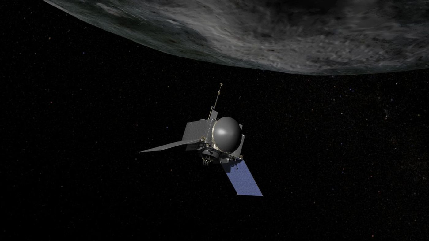 Artist concept of OSIRIS-REx, the first U.S. mission to return samples from an asteroid to Earth.
