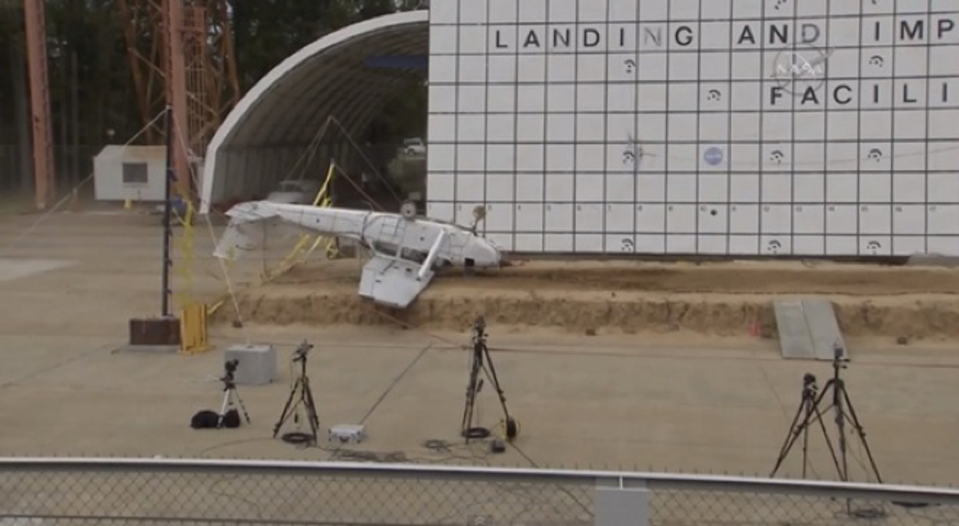 The third of three airplanes NASA crashed to test locator sensor technology.