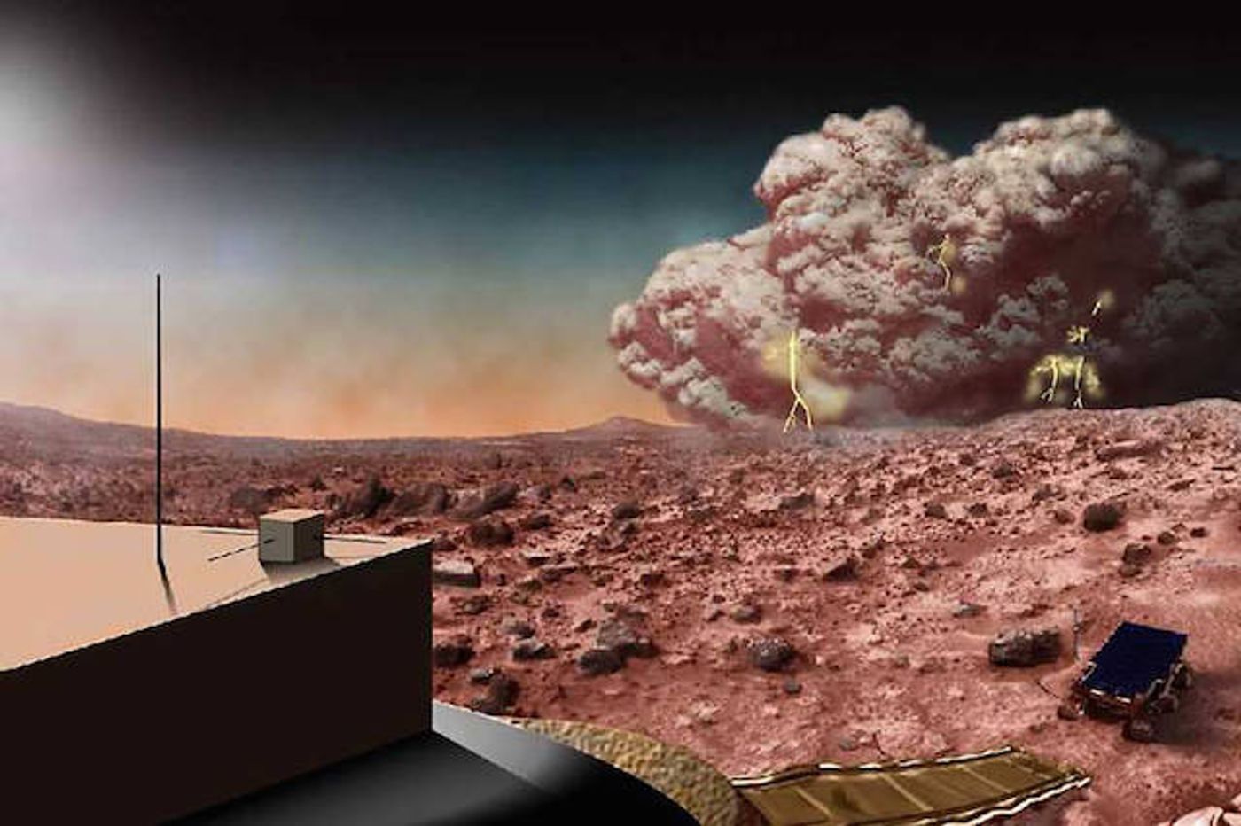 Artist's conception of a Martian dust storm