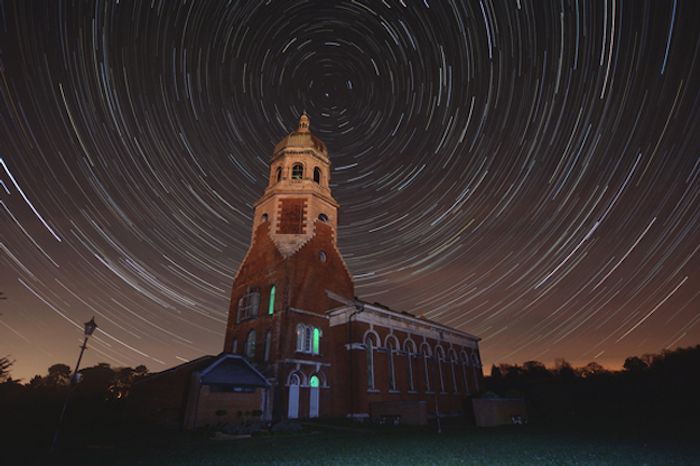UK photographer Connor Hicks took this beautiful image of star trails with Netley Hospital in the foreground.