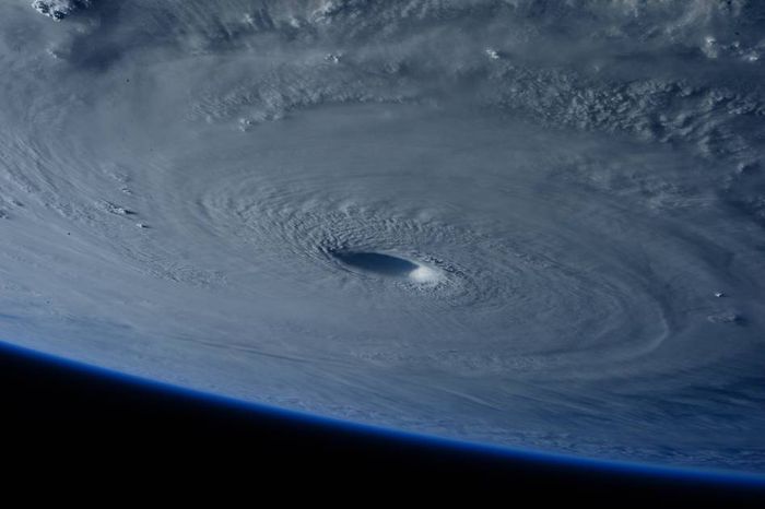 This picture of  Typhoon Maysak headed toward the Philippines was taken by astronauts aboard the ISS.