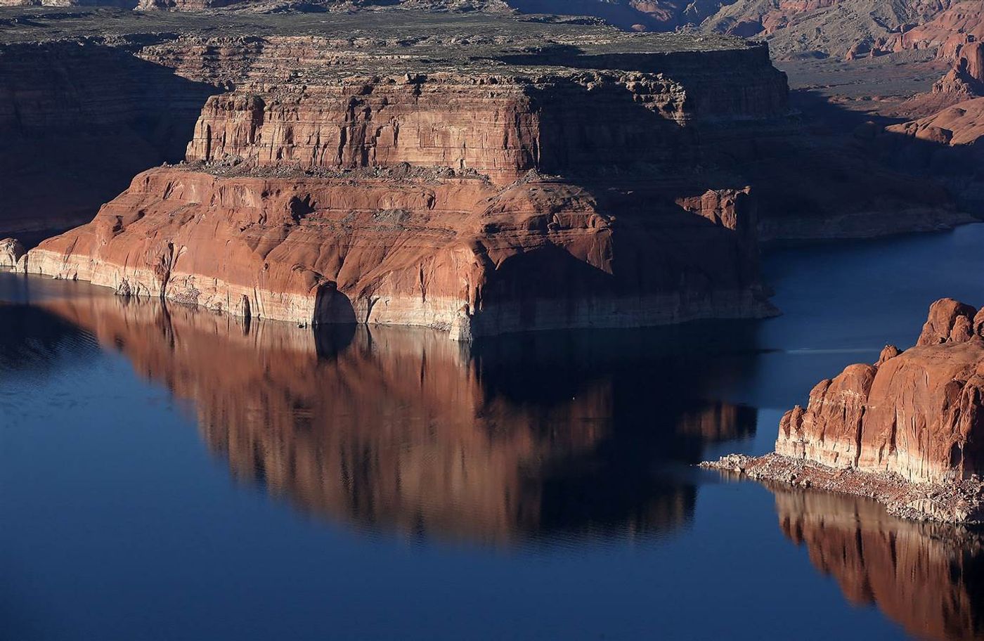 Lake Powell, currently the largest  reservoir in the United States is far below its normal water level.