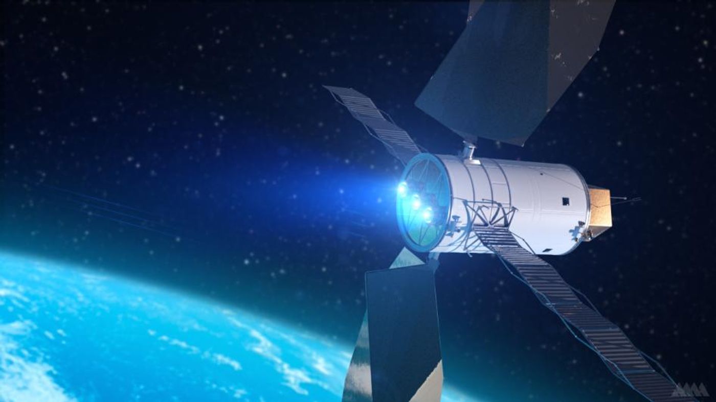 Artist's conception of a spacecraft with solar electric propulsion