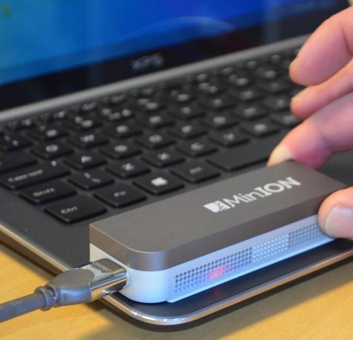 MinION is a portable sequencing DNA device. MinION is a portable sequencing DNA device.