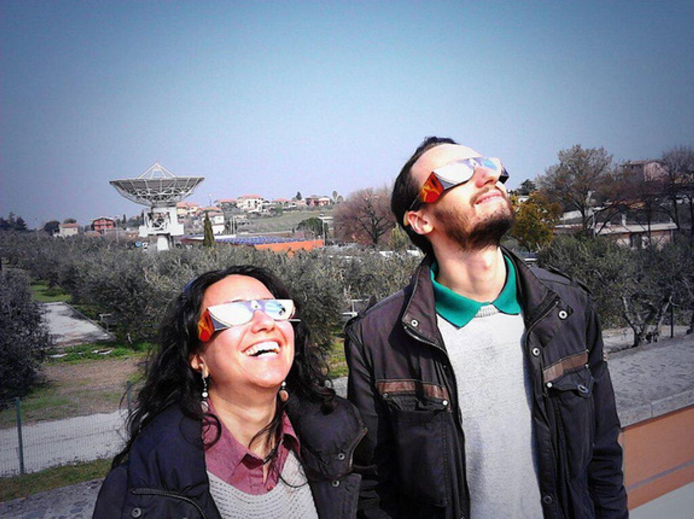 Eclipse enthusiasts watch from the ESA Earth Observation Center in Frascati, Italy.