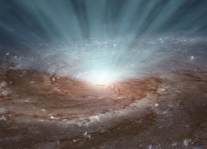 A bright black hole in space generates fierce space wind A bright black hole in space generates fierce space wind