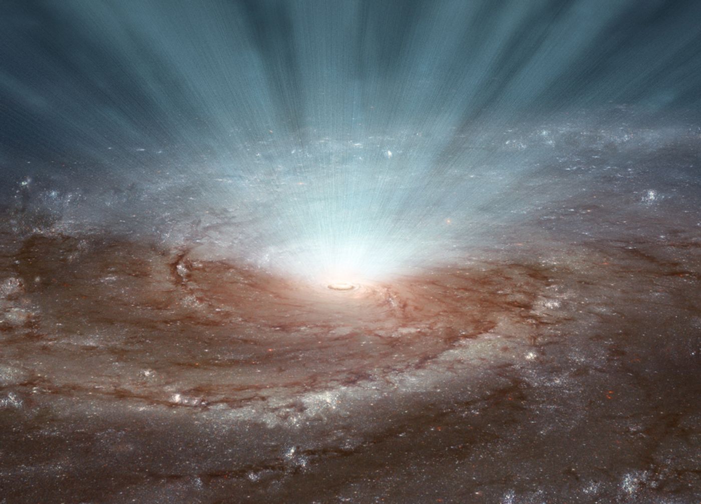 A bright black hole in space generates fierce space wind