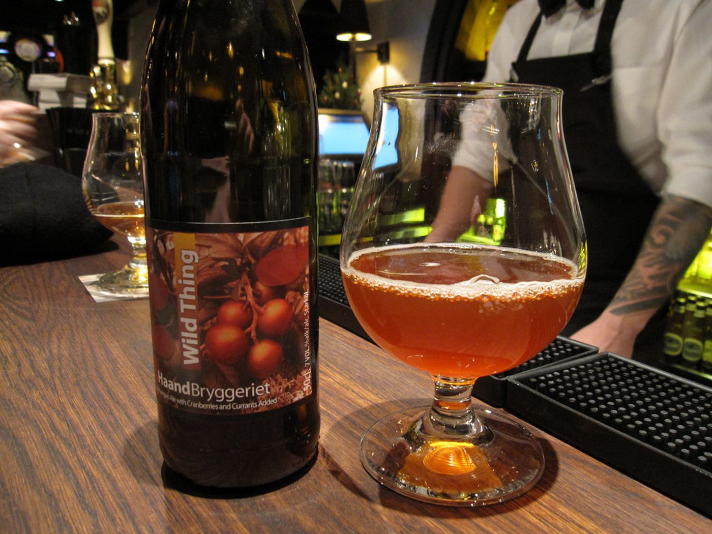 A bottle of Wild Thing from HaandBryggeriet in Drammen, Norway, at Håndverkerstuene in Oslo. Wild Thing is a 7% abv traditional Norwegian Ale brewed with wild yeast and with Cranberries and Currants added. / Credit: Flickr/Bernt Rostad