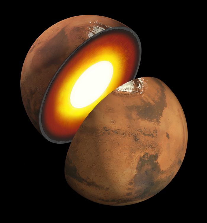 Inner dynamics of Mars per an artist's rendition. (Credit: NASA/JPL-Caltech)