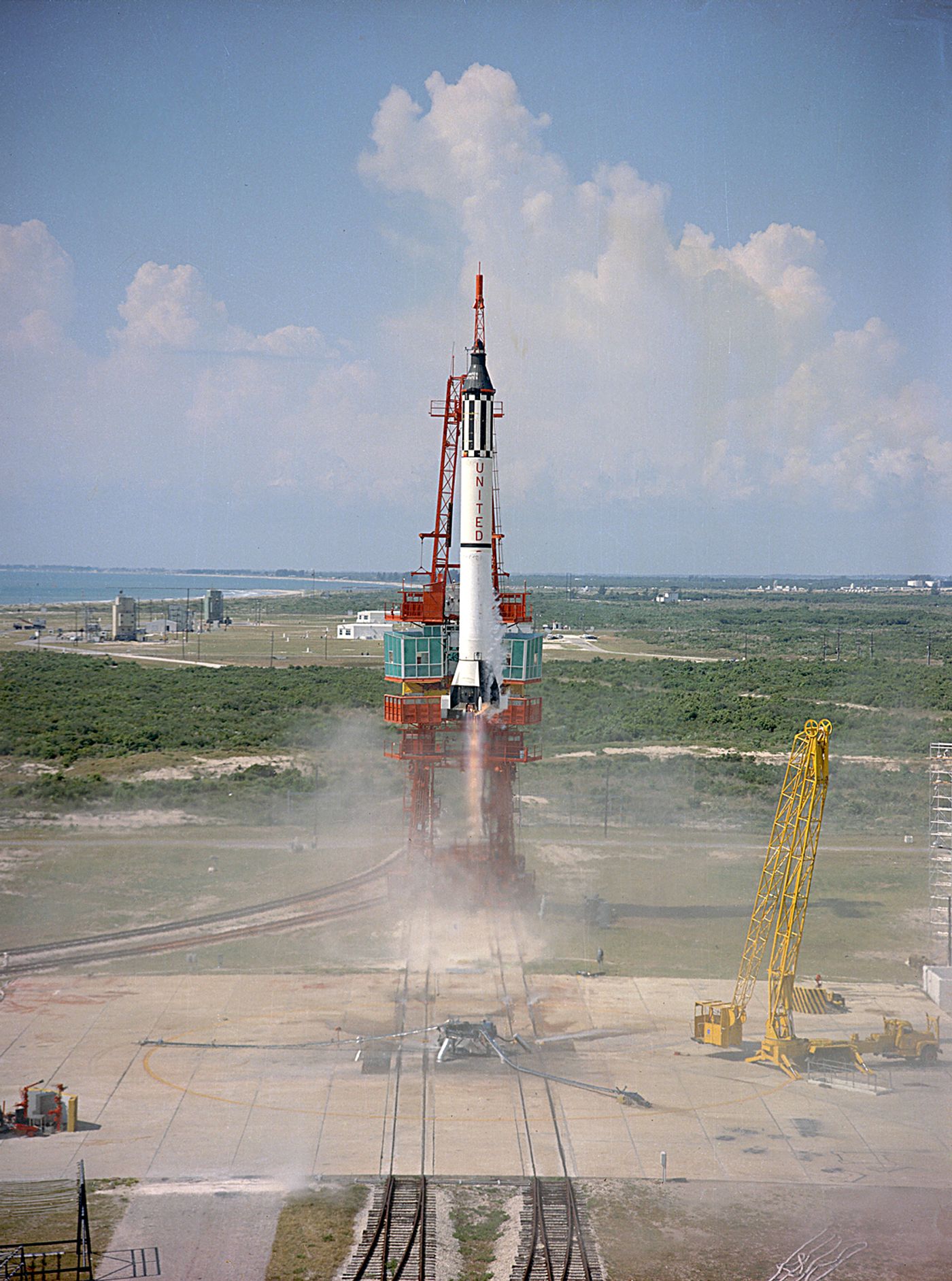 Launch of Freedom 7 on May 5, 1961. (Credit: NASA)