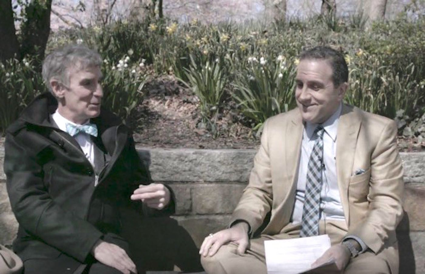 Bill and Marc sit together during an interview.