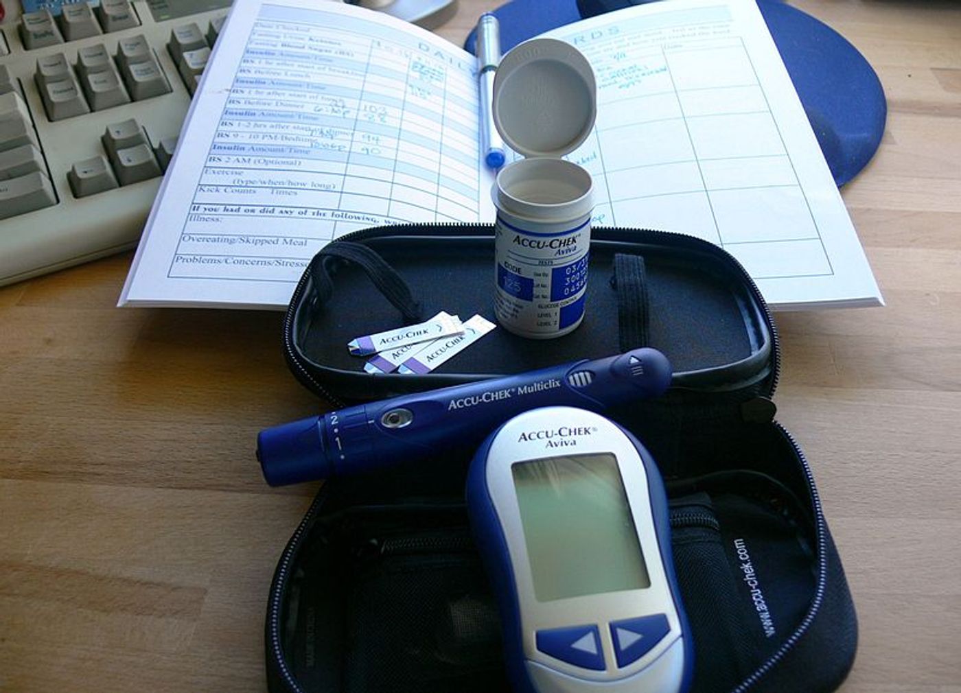 A kit used by a woman with gestational diabetes. Credit: Jessica Merz