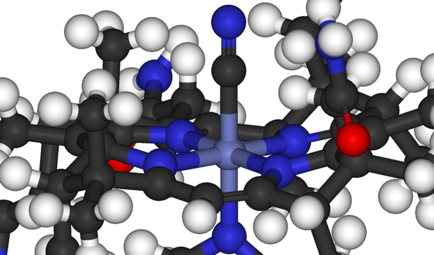 Representation of the chemical structure of vitamin B12.