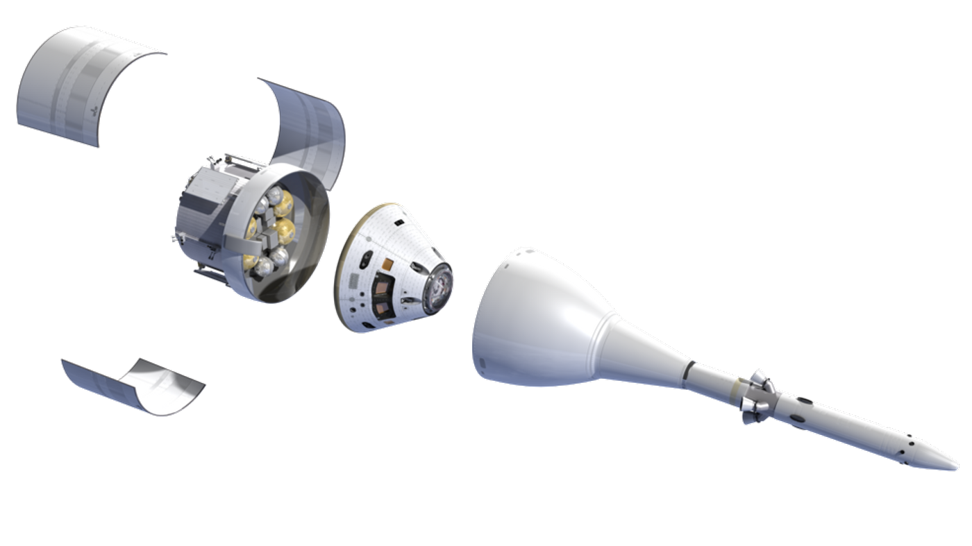 Exploded view of the Orion spacecraft with European Space Agency (ESA) Service Module.