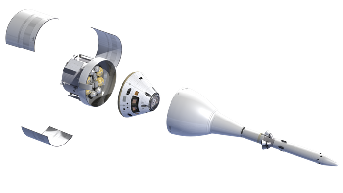 Exploded view of the Orion spacecraft with European Space Agency (ESA) Service Module.
