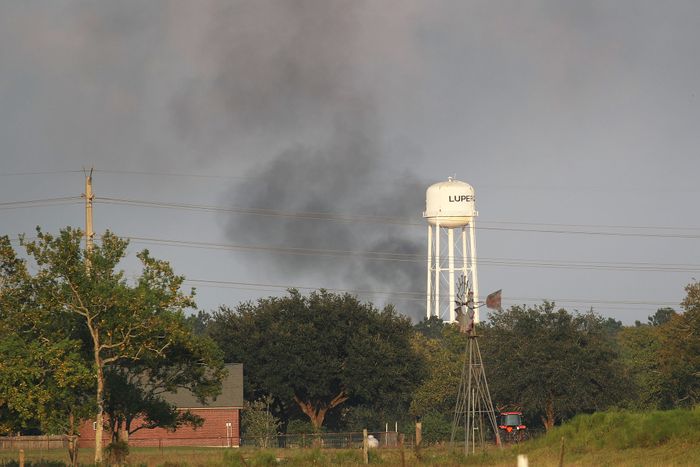 Smoke coming from the Arkema chemical plant. Credit Joe Raedle/Getty Images