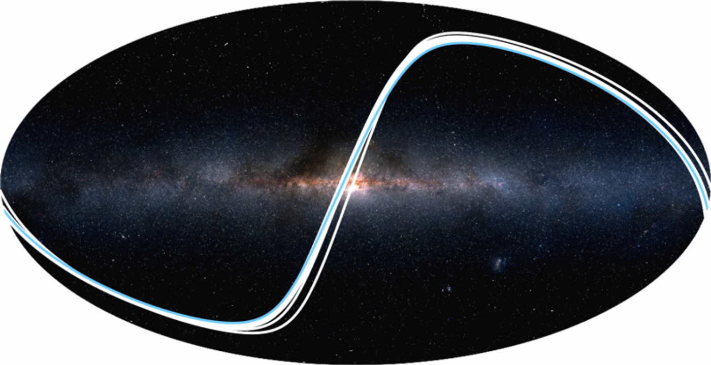 An image depicting the geometrical circumstances under which transits of our solar system can be best observed from other exoplanets.