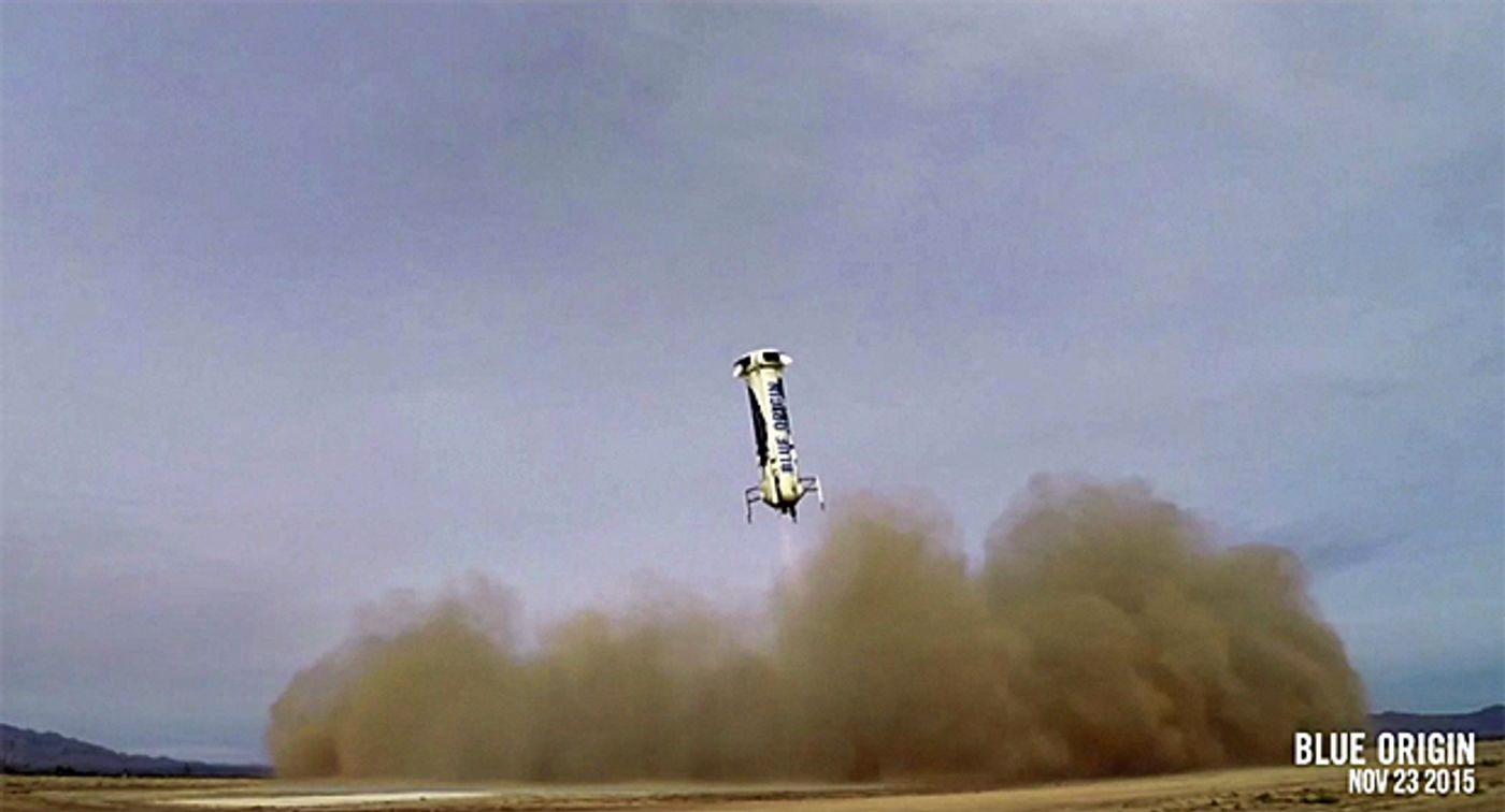 Blue Origin lands safely on Earth soil after a test flight on Monday.