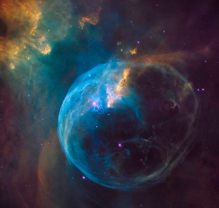 April 21, 2016: The Bubble Nebula, also known as NGC 7635, is an emission nebula located 8000 light-years away. (Credit: NASA, ESA, Hubble Heritage Team)