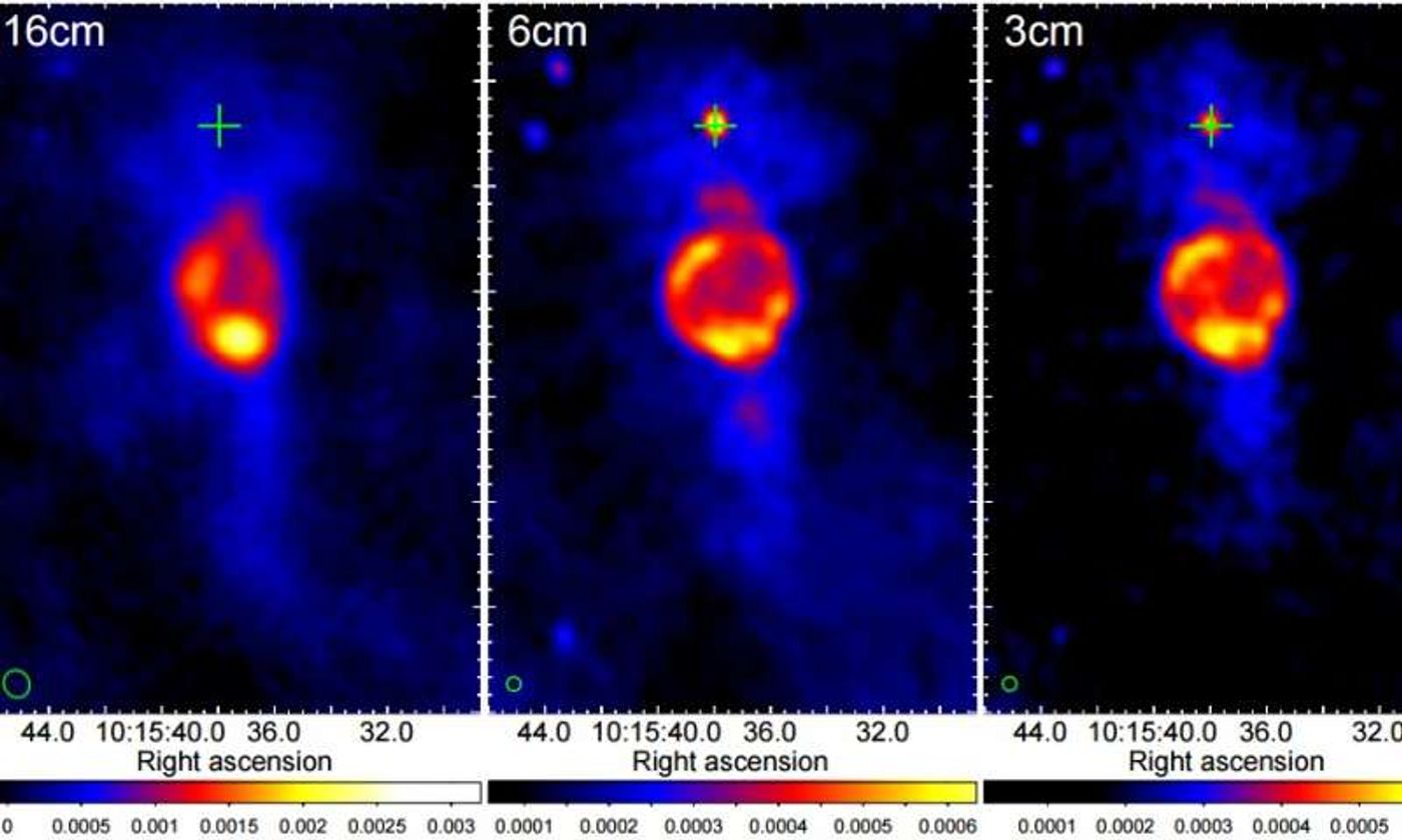 Pulsar PSR J1015−5719 seems to be exhbiting a pulsar wind nebula (PWN).