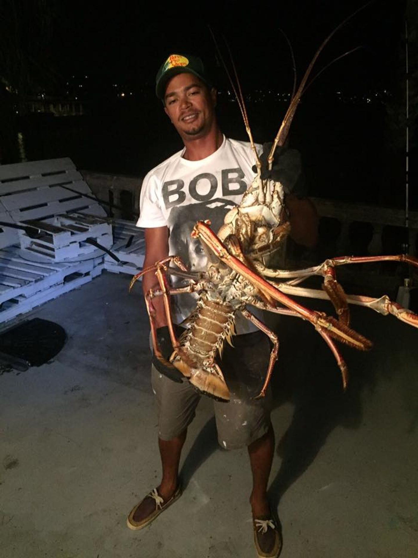 The large 14-pound lobster caught by fishermen in Bermuda following Hurricane Nicole.