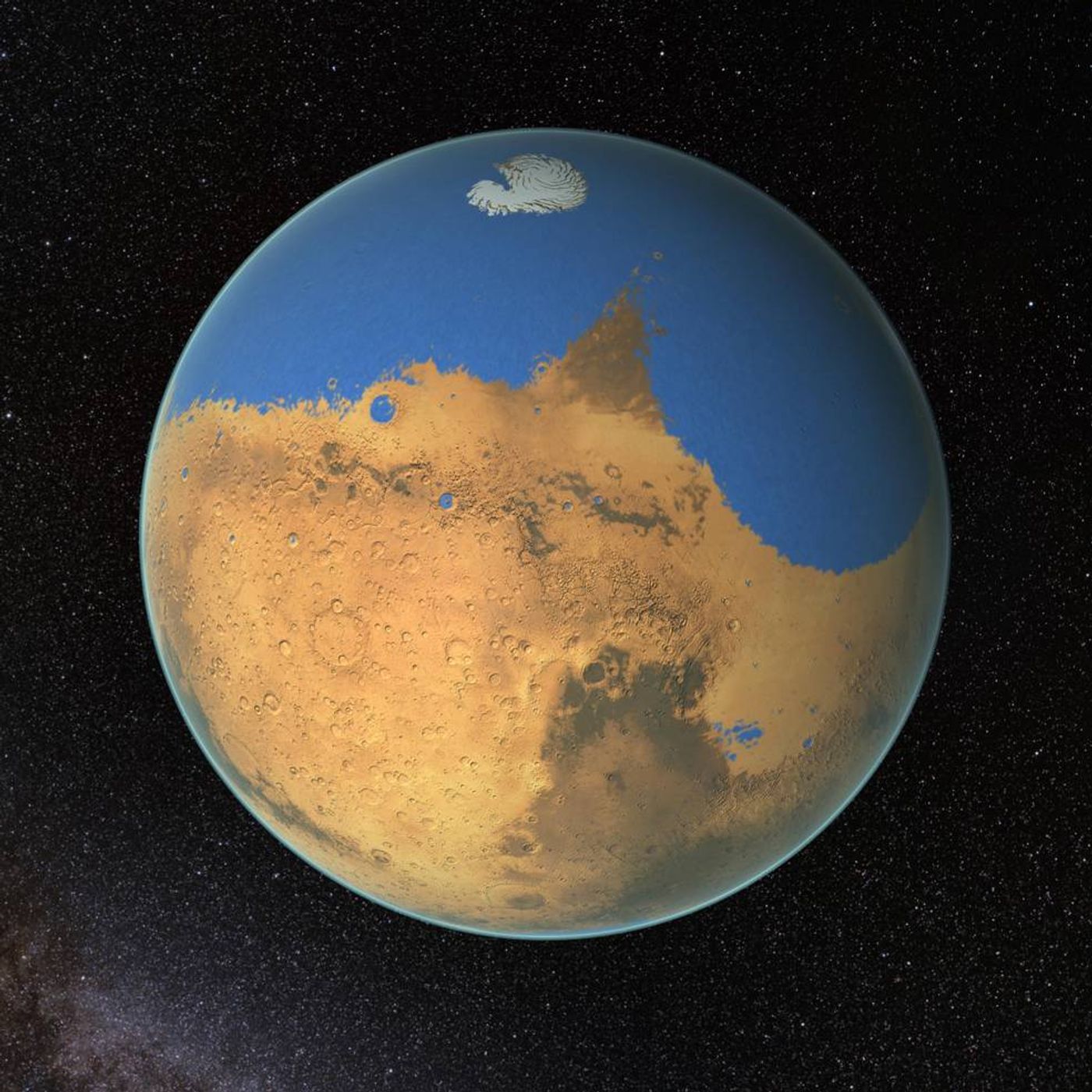 Artist's illustration of ancient Mars. (Credit: NASA/Goddard Space Flight Center)