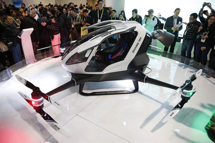 The EHANG184 is a new human-sized drone revealed at CES 2016.