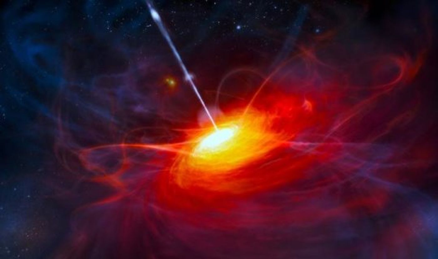 An artist's impression of a red quasar.