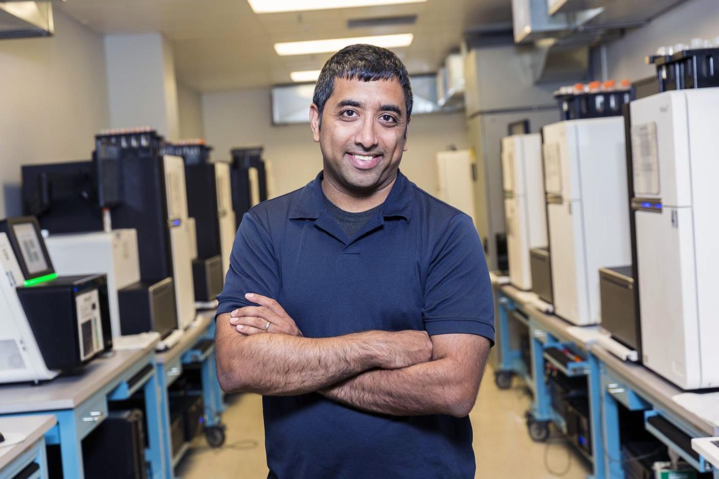 Dr. Jay Shendure in one of the genome sciences labs at UW Medicine in Seattle. Shendure is a professor of genome sciences and director of the Brotman Baty Institute for Precision Medicine in Seattle. / Credit: Scott Areman