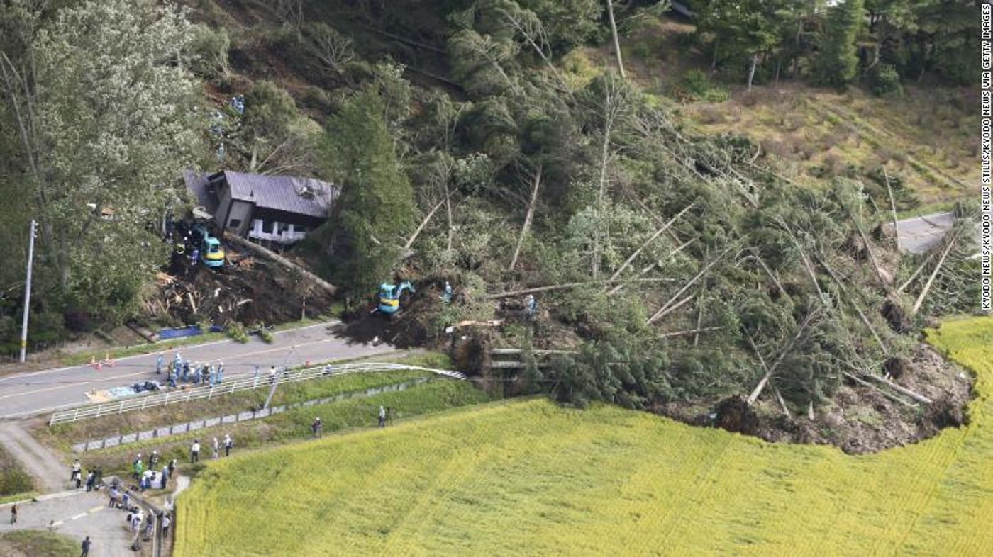 Part of the village after the landslides. Photo: CNN