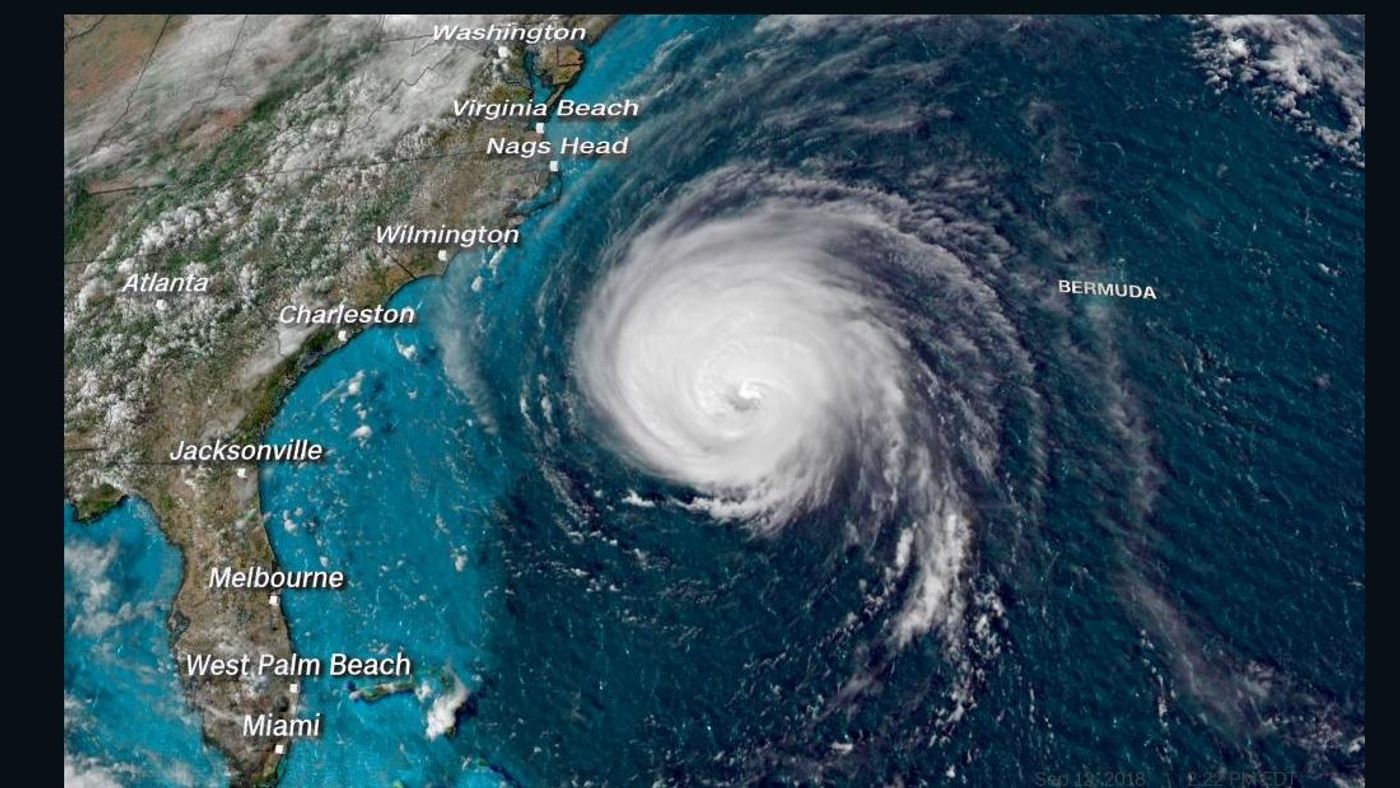 Hurricane Florence's expected path. Photo: CNN