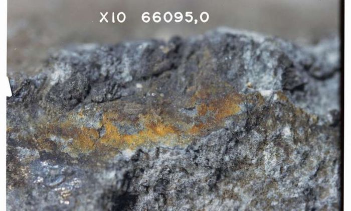Surface rust on this lunar rock tells a story about the Moon's formation.