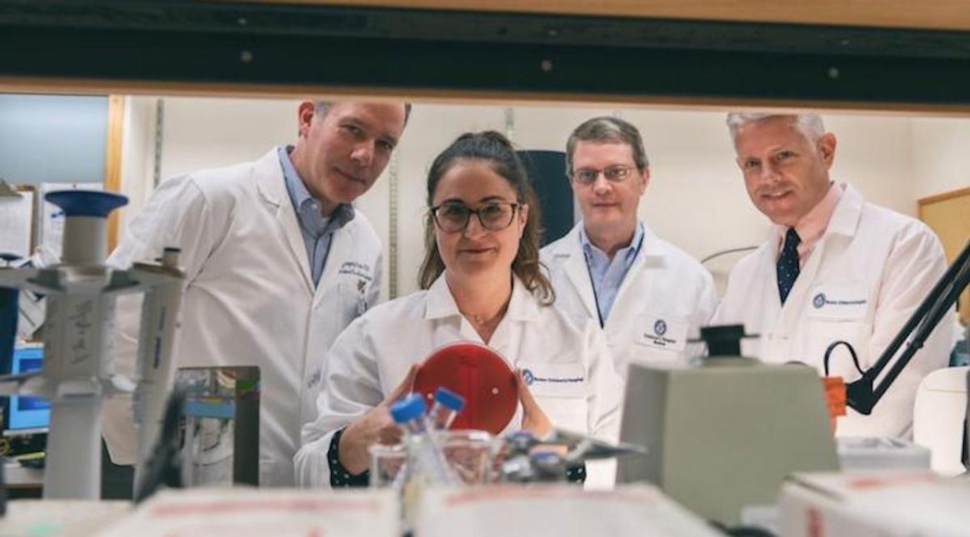 This photo shows Gregory Priebe, Christina Merakou, Alexander McAdam, and Tom Sandora. / Credit: Michael Goderre/Boston Children's Hospital