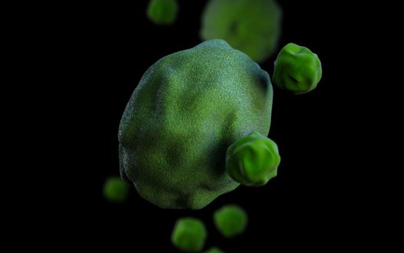 Image cropped from a computer-generated image of a group of Gram-negative, Chlamydia pneumoniae bacteria, based upon SEM imagery. / Credit: CDC/ Sarah Bailey Cutchin/Illustrators: Alissa Eckert; Robert Hobbs