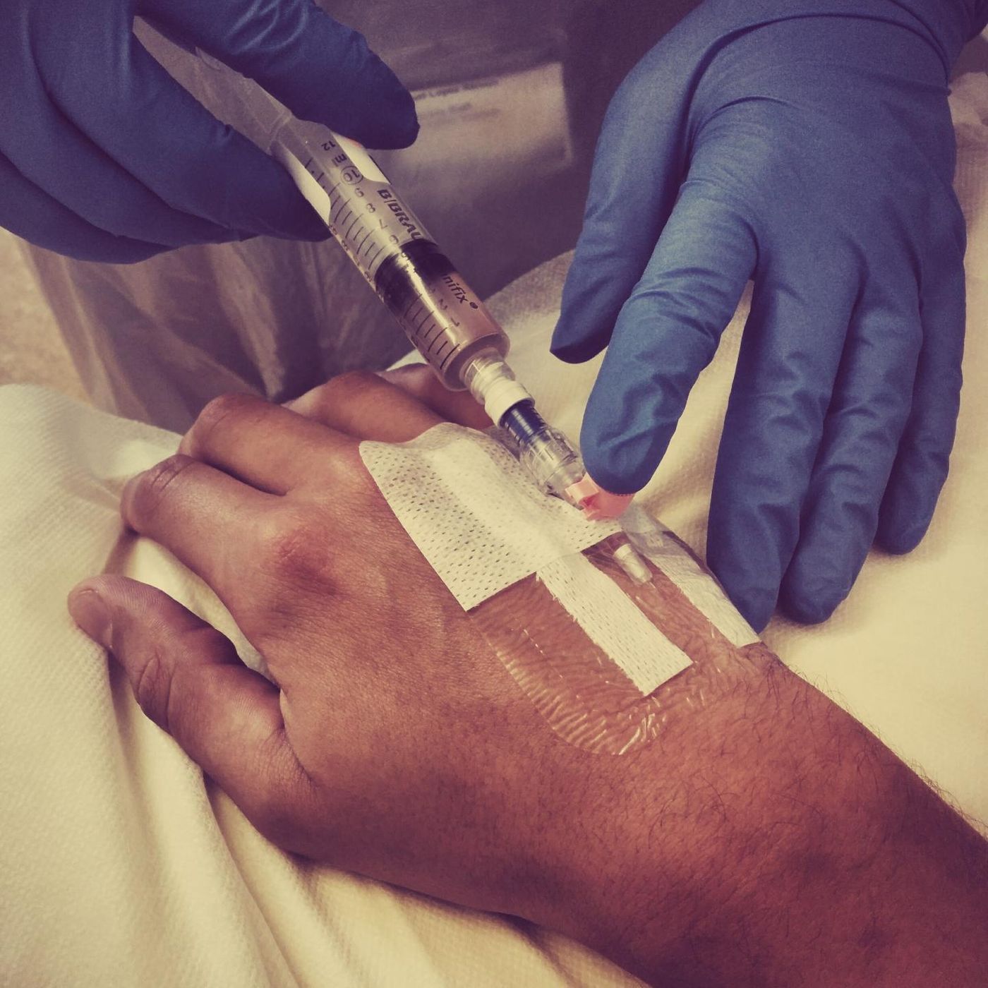 A volunteer being injected with malaria parasites. Credit  Professor Alex Rowe, Personal Chair of Molecular Medicine, Institute of Infection and Immunology Research, University of Edinburgh