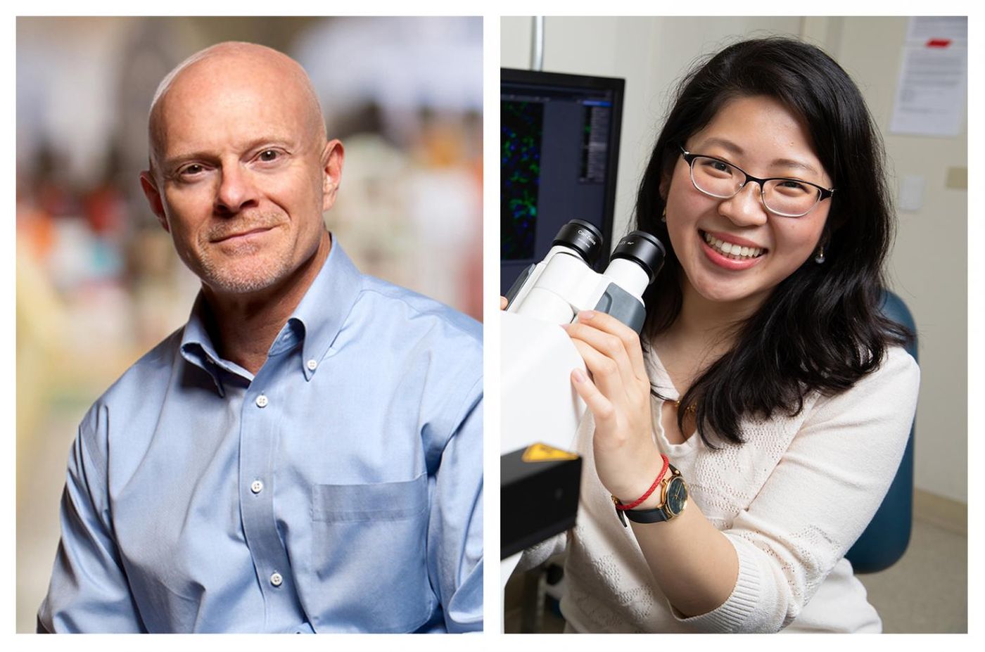 From left: Greg Lemke and Youtong Huang Credit  Salk Institute