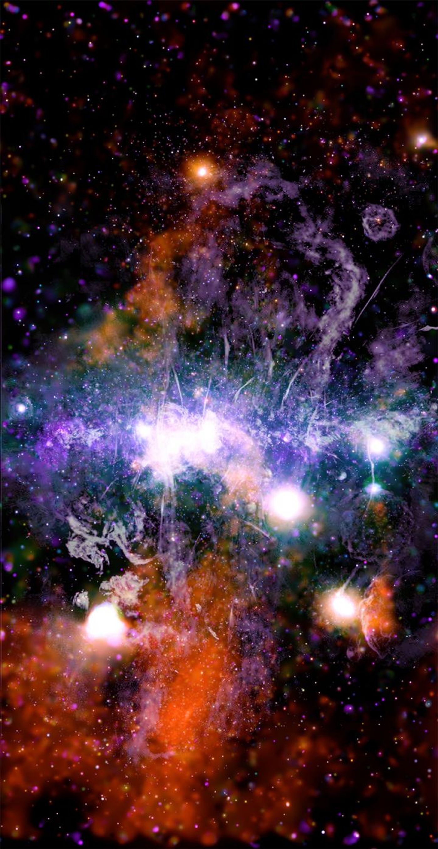 Composite Image of the Galactic Center / Credit  X-ray: NASA/CXC/UMass/Q.D. Wang; Radio: NRF/SARAO/MeerKAT