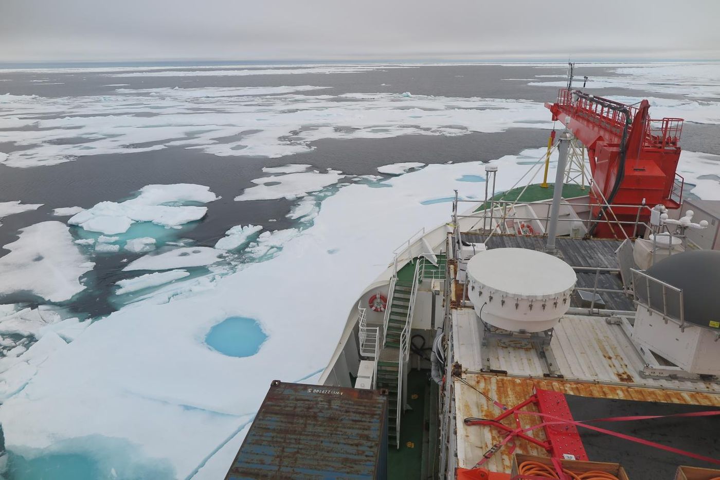 Sea ice on the Wandel Sea north of Greenland; photo taken Aug. 16, 2020 from the German icebreaker Polarstern / Credit: Felix Linhardt/Kiel University
