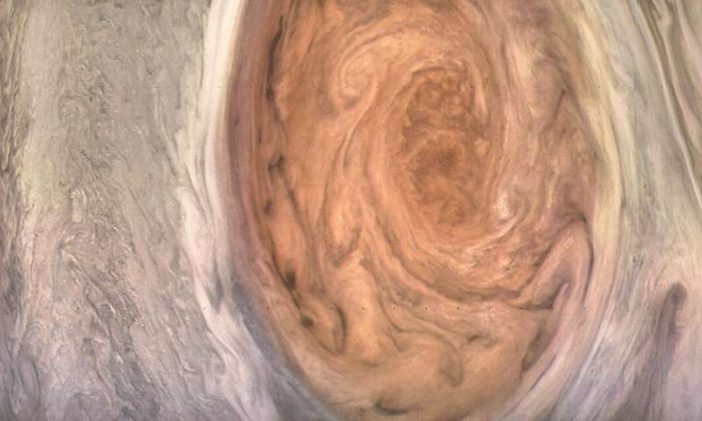This image of the Great Red Spot was processed by citizen scientist Kevin Gill.