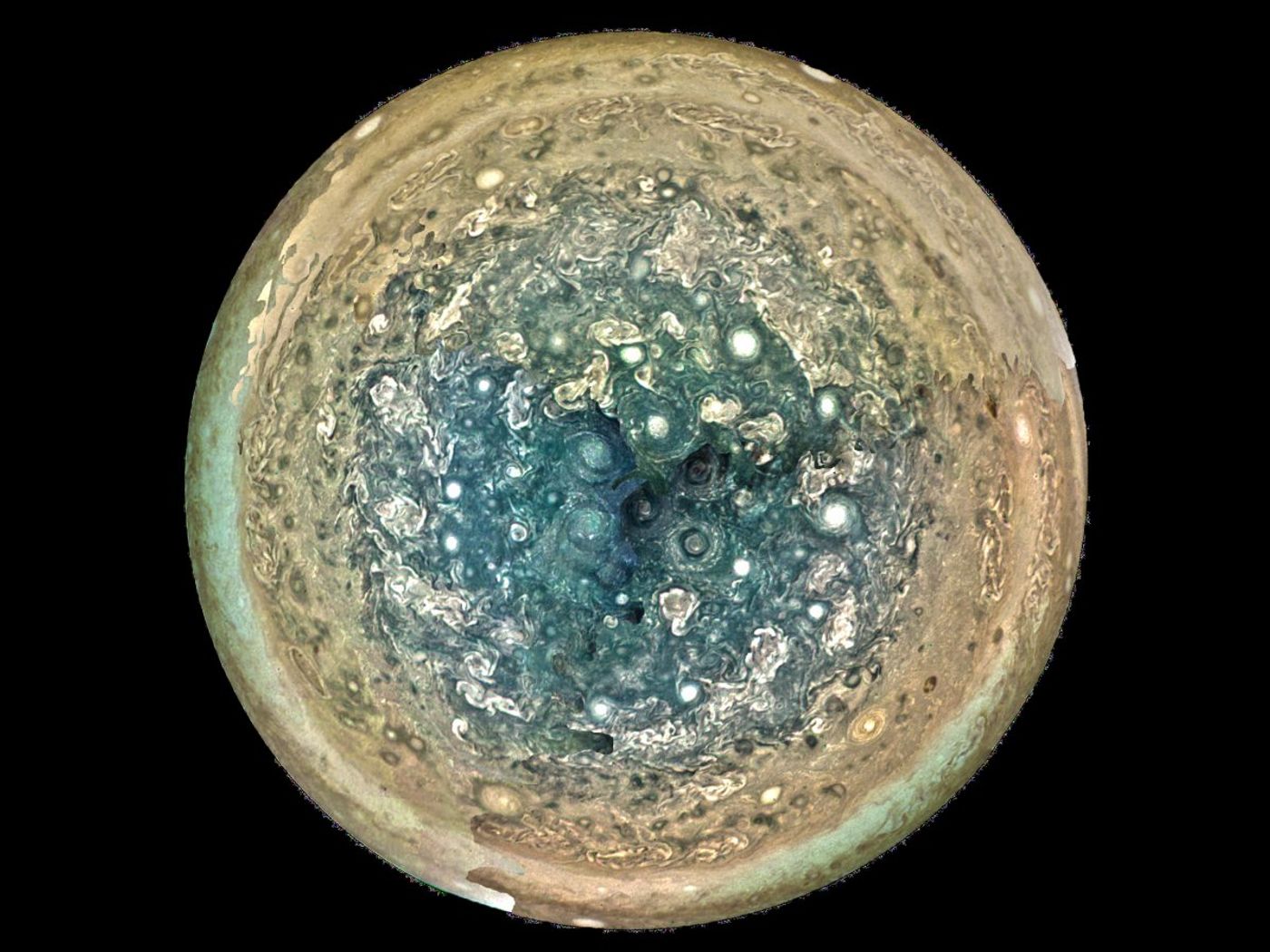 A look at Jupiter's South pole from the perspective of Juno.