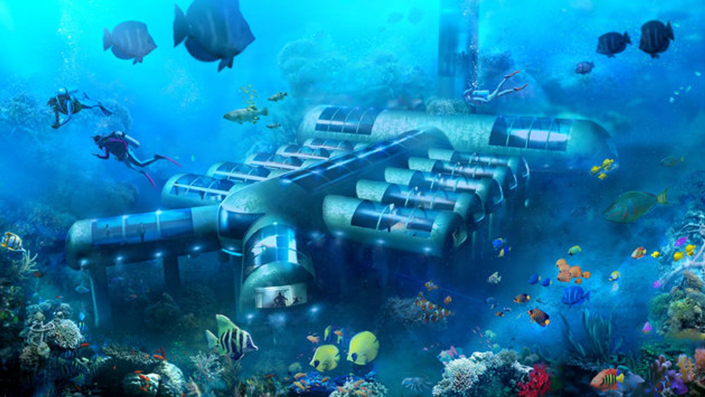 An illustration of the design of Planet Ocean Underwater Hotel 