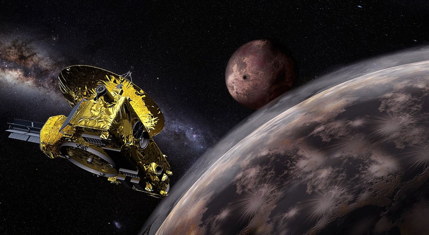 An artist's impression of the New Horizons spacecraft, as it whizzed past Pluto and one of its moons.
