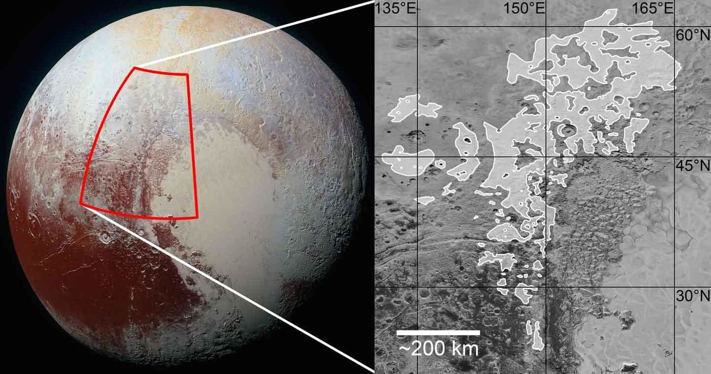 This is where the evidence for ancient glaciation appears on Pluto's surface.
