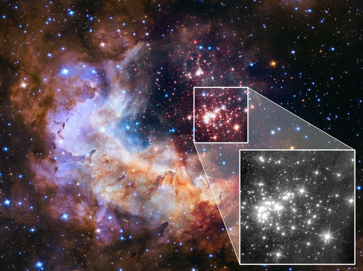 Westerlund 2 is a young star cluster that NASA hopes to study with the JWST. Hubble has already peered at it extensively.