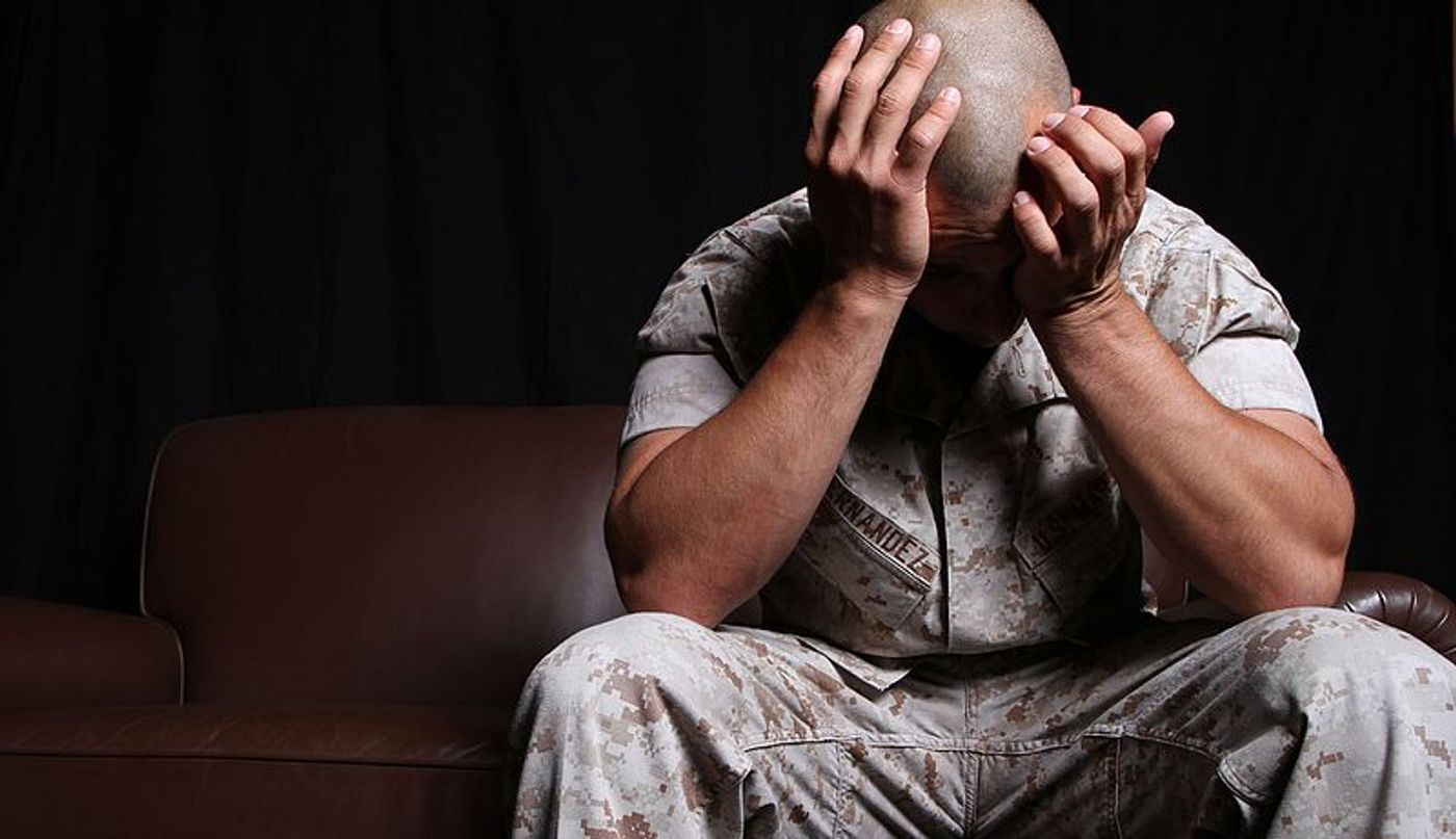 Many Marines return to the states with vivid memories of their combat experiences, and the array of emotions they face internally may be hard to detect. While changes in behavior are more obvious, symptoms can also manifest in physical form. / Credit: Public Domain / Marines from Arlington, VA, United States