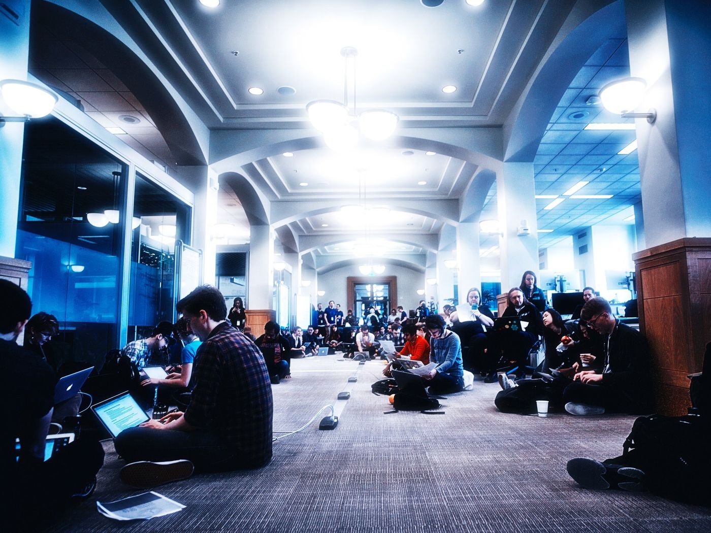 Coders gather to archive climate data. Photo: Wired