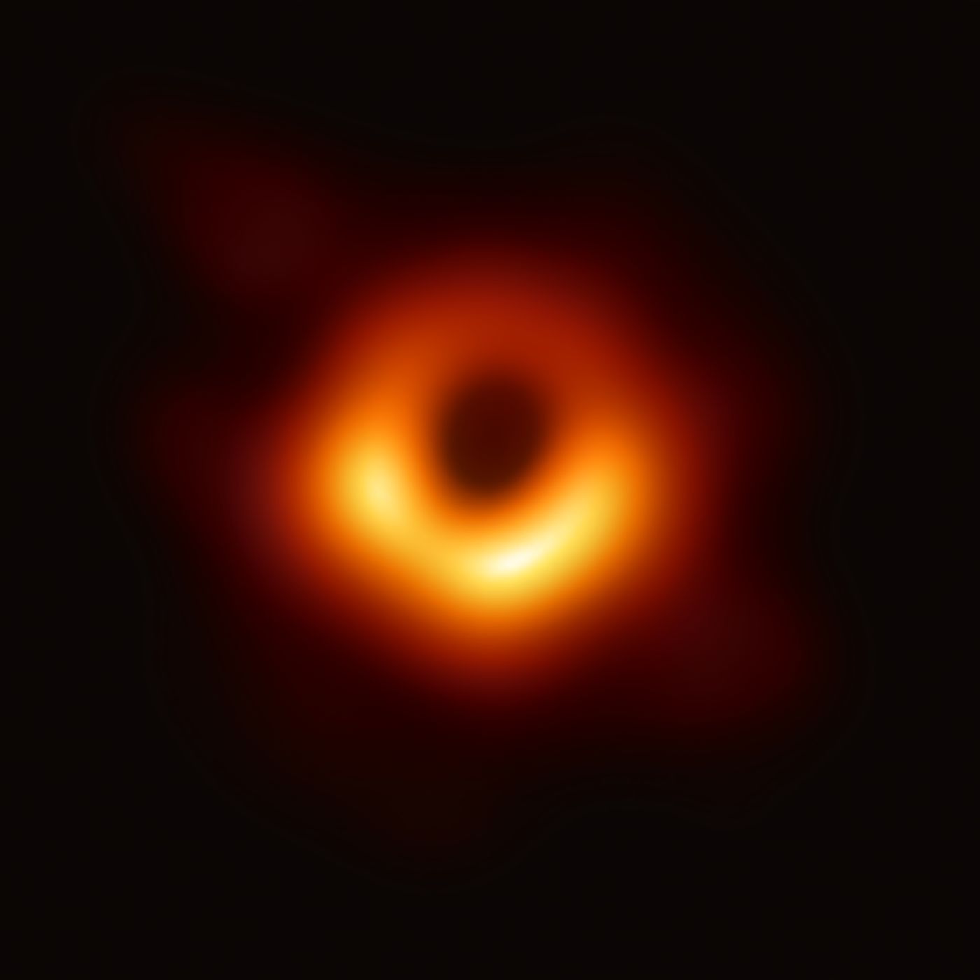 Image of the black hole at the center of Messier 87. (Credit: Event Horizon Telescope/European Southern Observatory)
