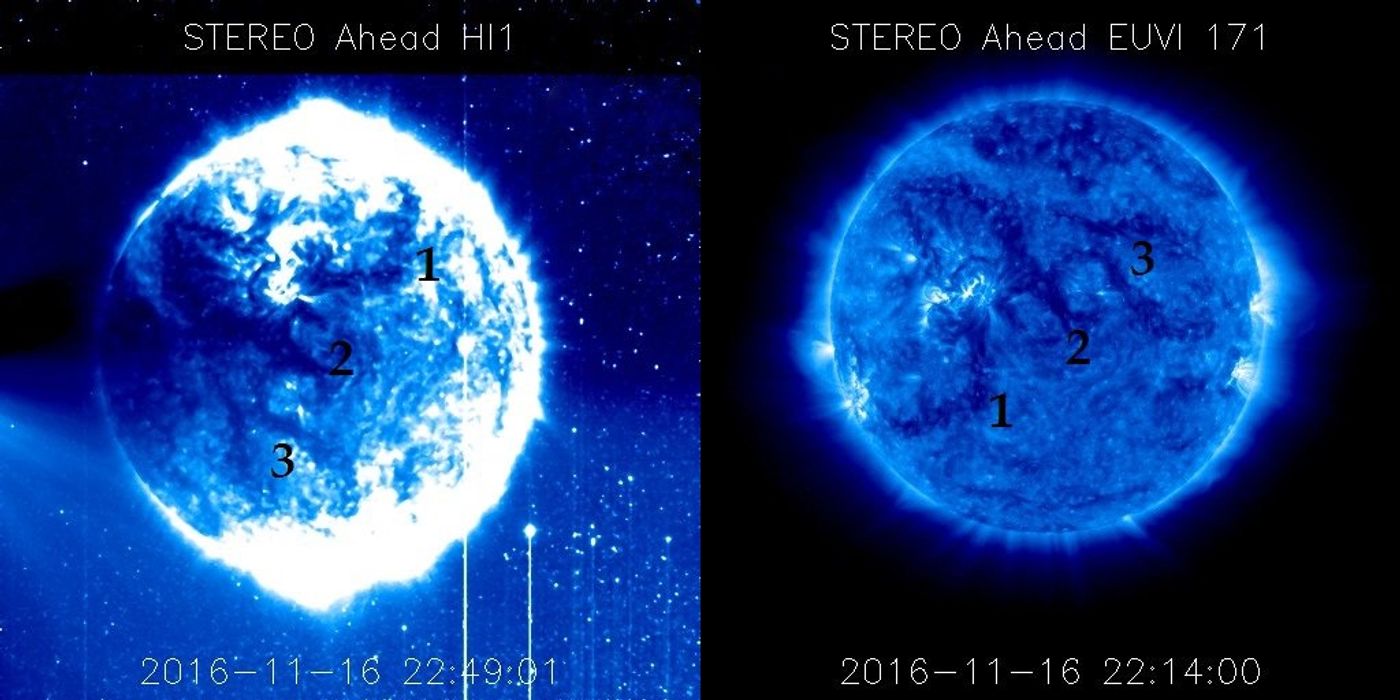 A blue orb is seen trekking across the Sun's surface. But what is it?