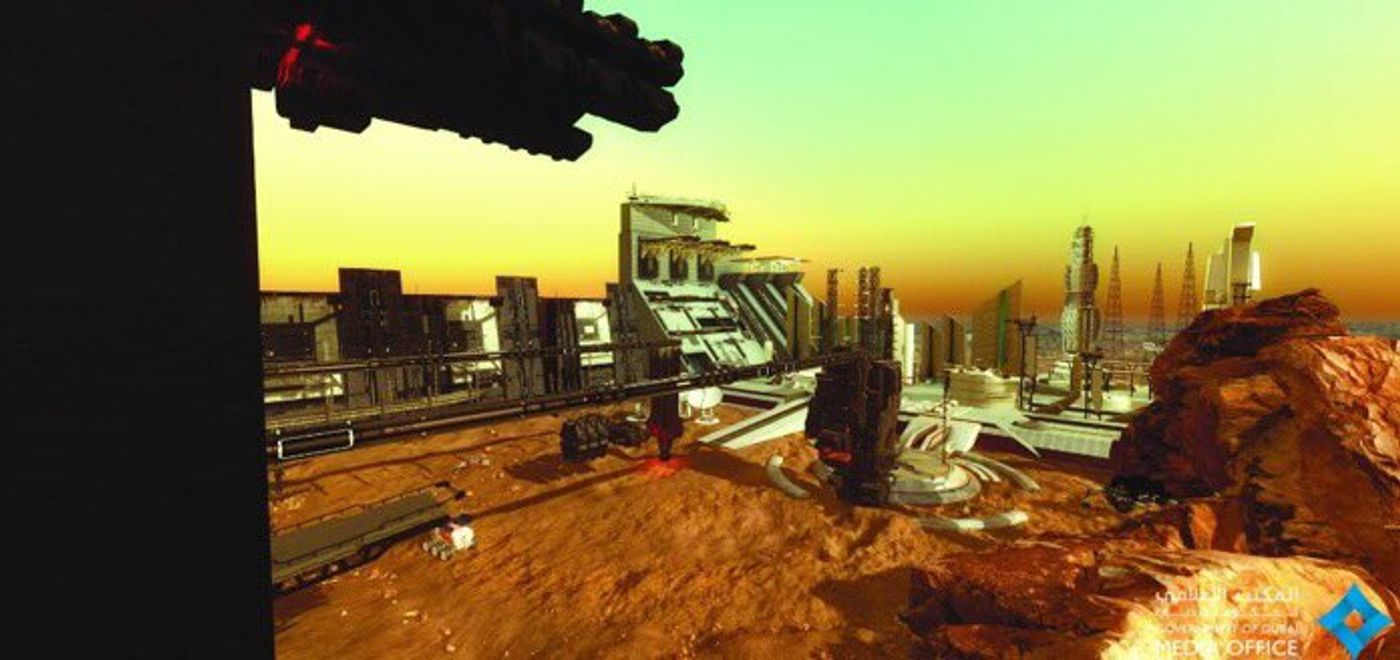 An artist's impression of a Martian city.