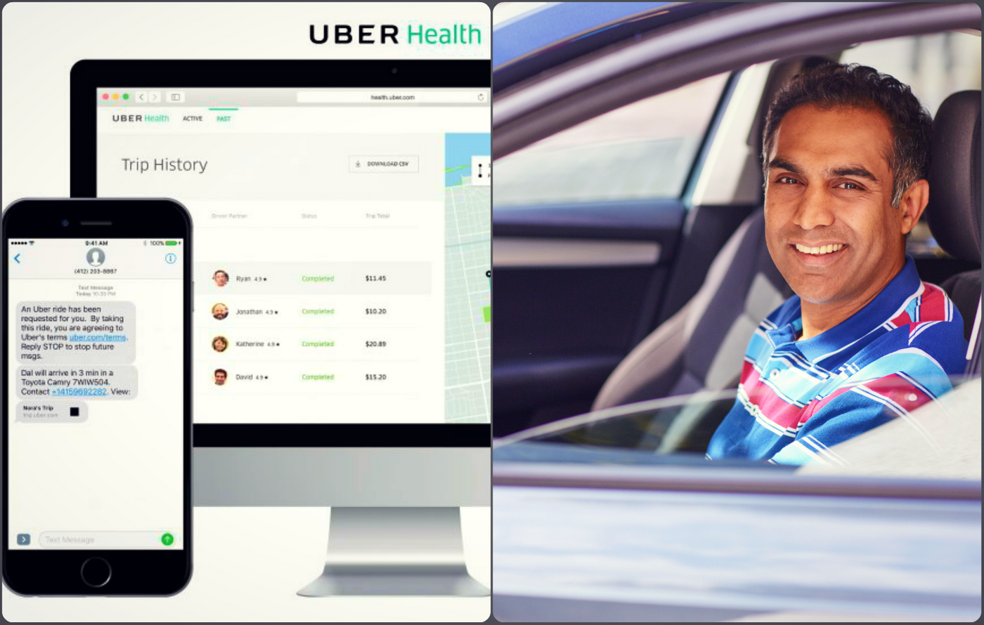 Uber driver and Uber Health images, credit: Uber